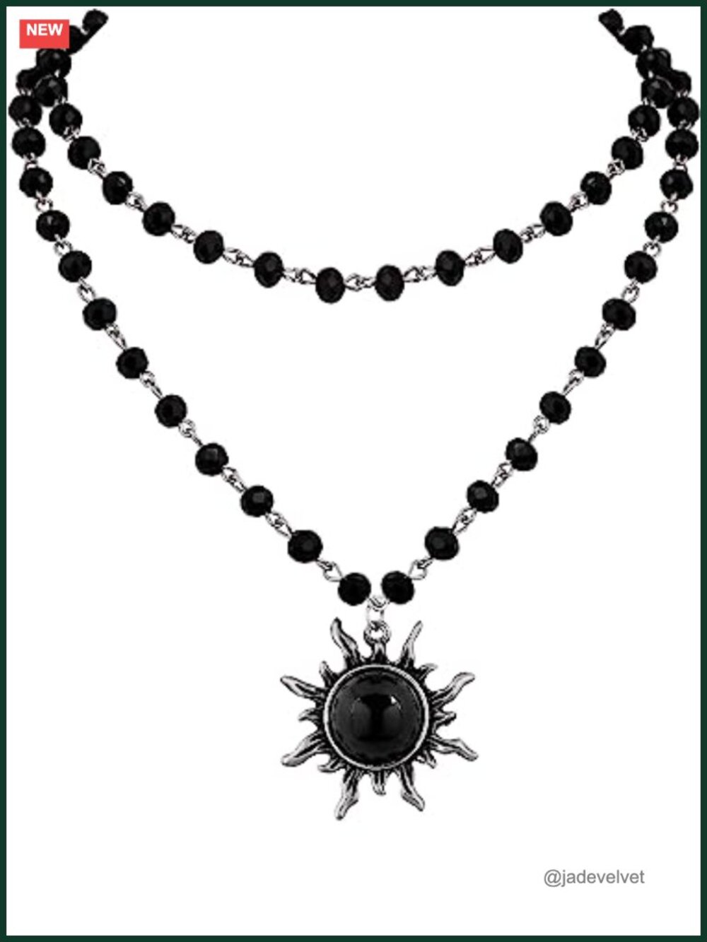Gothic Sun Choker Necklace Zinc Alloy Onyx Created Crystal